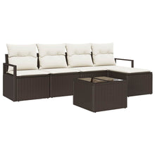 Bankstel met kussen met opslag 6 pcs Bruin en Crème poly rattan