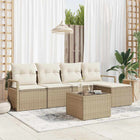 Loungeset poly rattan 6-delig beige crème