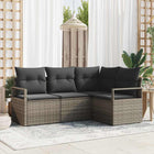 Loungebank set poly rattan grijs modulair met opbergruimte