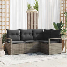 Bankstel met kussen met opslag 4 pcs Grijs poly rattan