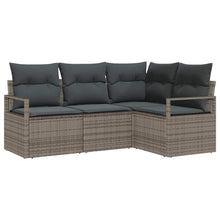 Bankstel met kussen met opslag 4 pcs Grijs poly rattan
