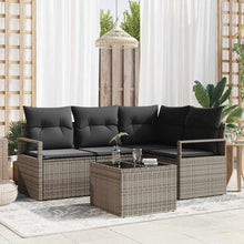 Bankstel met kussen met opslag 5 pcs Lichtgrijs poly rattan