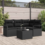 Loungeset poly rattan 4 personen zwart met opbergruimte
