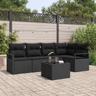 Garden bench set with cushion with storage 6 pcs Black poly rattan