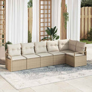 Tuinbankenset poly rattan beige wit