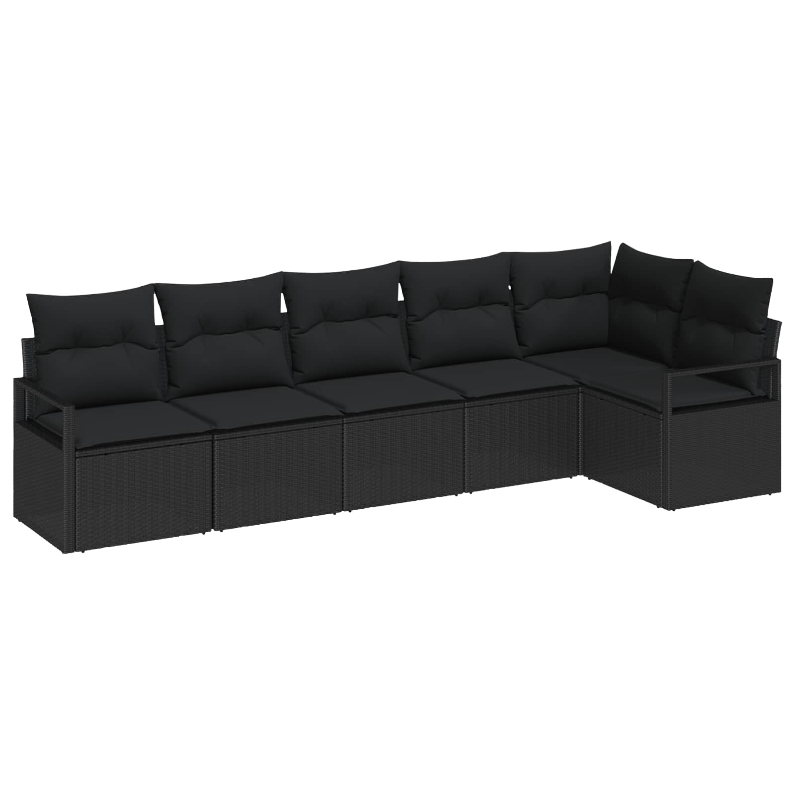 Tuinbankenset met kussen met opslag 6 pcs Zwart poly rattan
