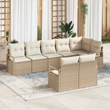 Tuinbankenset met kussen 8 pcs Beige en Wit poly rattan