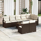 Garden Bench Set with Cushion 9 pcs Brown and Cream poly rattan