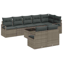 Tuinbankenset met kussen 9 pcs Lichtgrijs poly rattan
