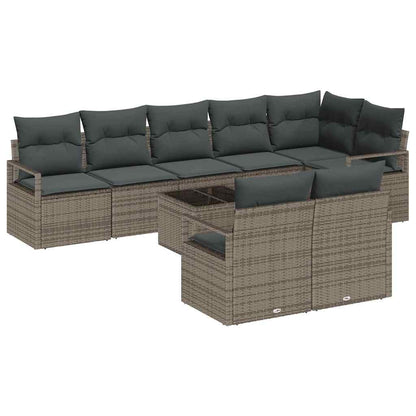 Tuinbankenset met kussen 9 pcs Lichtgrijs poly rattan