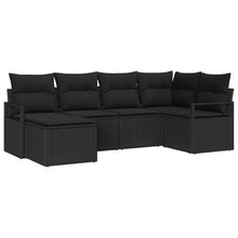 Bankstel met kussen met opslag 6 pcs Zwart poly rattan