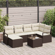 Bankstel met kussen met opslag 7 pcs Bruin en Crème poly rattan