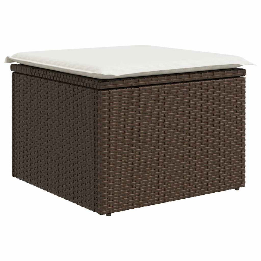 Bankstel met kussen met opslag 7 pcs Bruin en Crème poly rattan