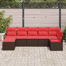 Bankstel met kussen met opslag 7 pcs Bruin en Rood poly rattan