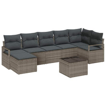Bankstel met kussen met opslag 8 pcs Lichtgrijs poly rattan