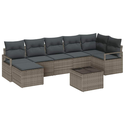 Bankstel met kussen met opslag 8 pcs Lichtgrijs poly rattan
