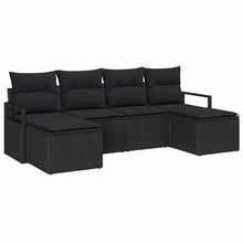 Bankstel met kussen met opslag 6 pcs Zwart poly rattan