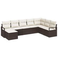 Bankstel met kussen met opslag 8 pcs Bruin en Crème poly rattan