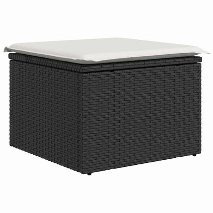 Bankstel met kussen met opslag 9 pcs Bruin en Crème poly rattan