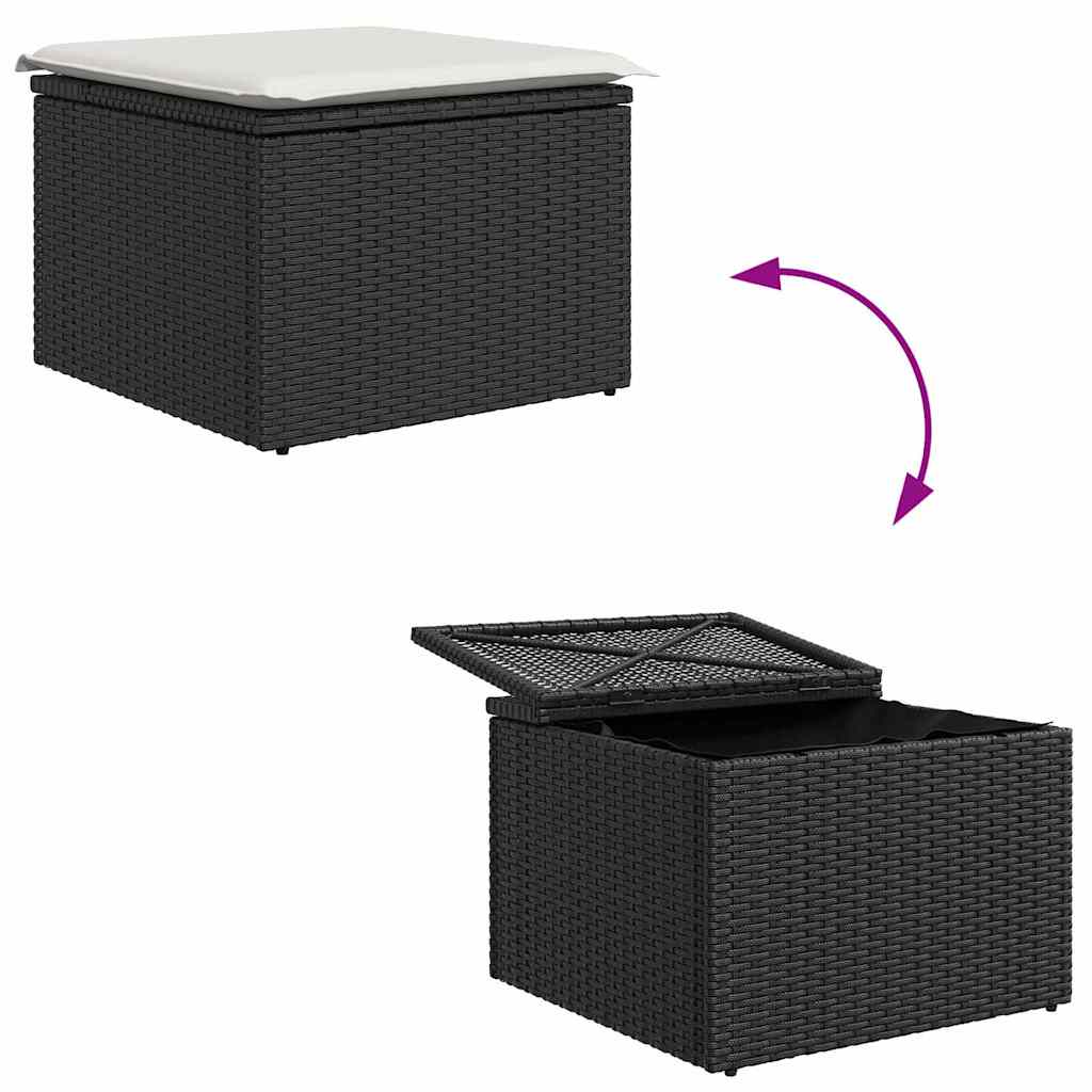 Bankstel met kussen met opslag 9 pcs Bruin en Crème poly rattan