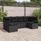 Garden bench set with cushion with storage 6 pcs Black poly rattan