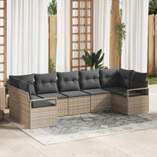 Tuinbankenset met kussen met opslag 7 pcs Grijs poly rattan