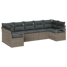 Tuinbankenset met kussen met opslag 7 pcs Grijs poly rattan