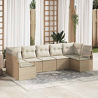 Garden Lounge Set with Cushions 7 pcs Beige and White poly rattan