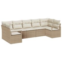Tuinbankenset met kussen 7 pcs Beige en Wit poly rattan