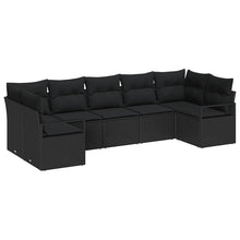 Tuinbankenset met kussen met opslag 7 pcs Zwart poly rattan