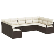 Tuinbankenset met kussen 9 pcs Bruin en wit poly rattan