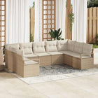 Tuinbankenset poly rattan 9 zitplaatsen beige wit