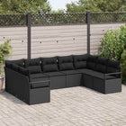 Garden Sofa Set with Cushion Storage 9 pcs Black poly rattan