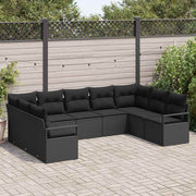 Tuinbankenset poly rattan 9-delig zwart