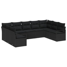 Tuinbankenset met kussen met opslag 9 pcs Zwart poly rattan