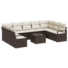 Tuinbankenset met kussen 10 pcs Bruin en Crème poly rattan