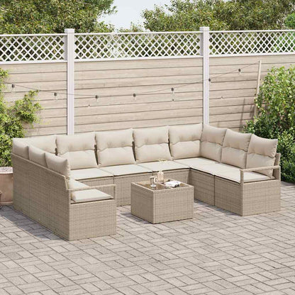 Tuinbankenset 10 st Beige en Crème poly rattan