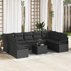 Garden lounge set with cushion and storage 10 pcs Black poly rattan