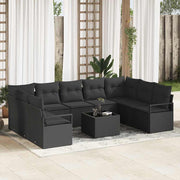 Tuinbankenset poly rattan zwart 9-persoons modulair