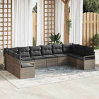 Outdoor sofa set with cushions with storage 10 pcs Grey poly rattan
