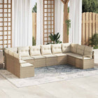 Garden Bench Set with Cushion 10 pcs Beige and White poly rattan
