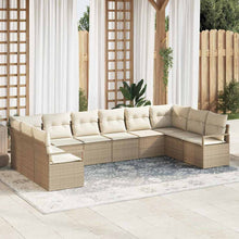Tuinbankenset met kussen 10 pcs Beige en Wit poly rattan
