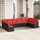 Loungeset poly rattan bruin met kussens