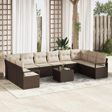 Tuinbankenset met kussen 11 pcs Bruin en Crème poly rattan