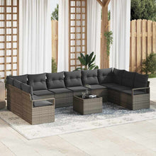 Tuinbankenset met kussen 11 pcs Lichtgrijs poly rattan