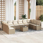 Modulaire loungebank poly rattan beige crème 11-delig