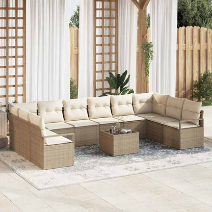 Tuin Sofa Set met kussen met opslag 11 pcs Beige en Crème