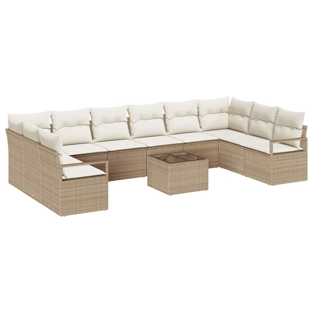 Tuin Sofa Set met kussen met opslag 11 pcs Beige en Crème