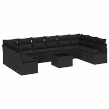 Tuinbankenset met kussen met opslag 11 pcs Zwart poly rattan