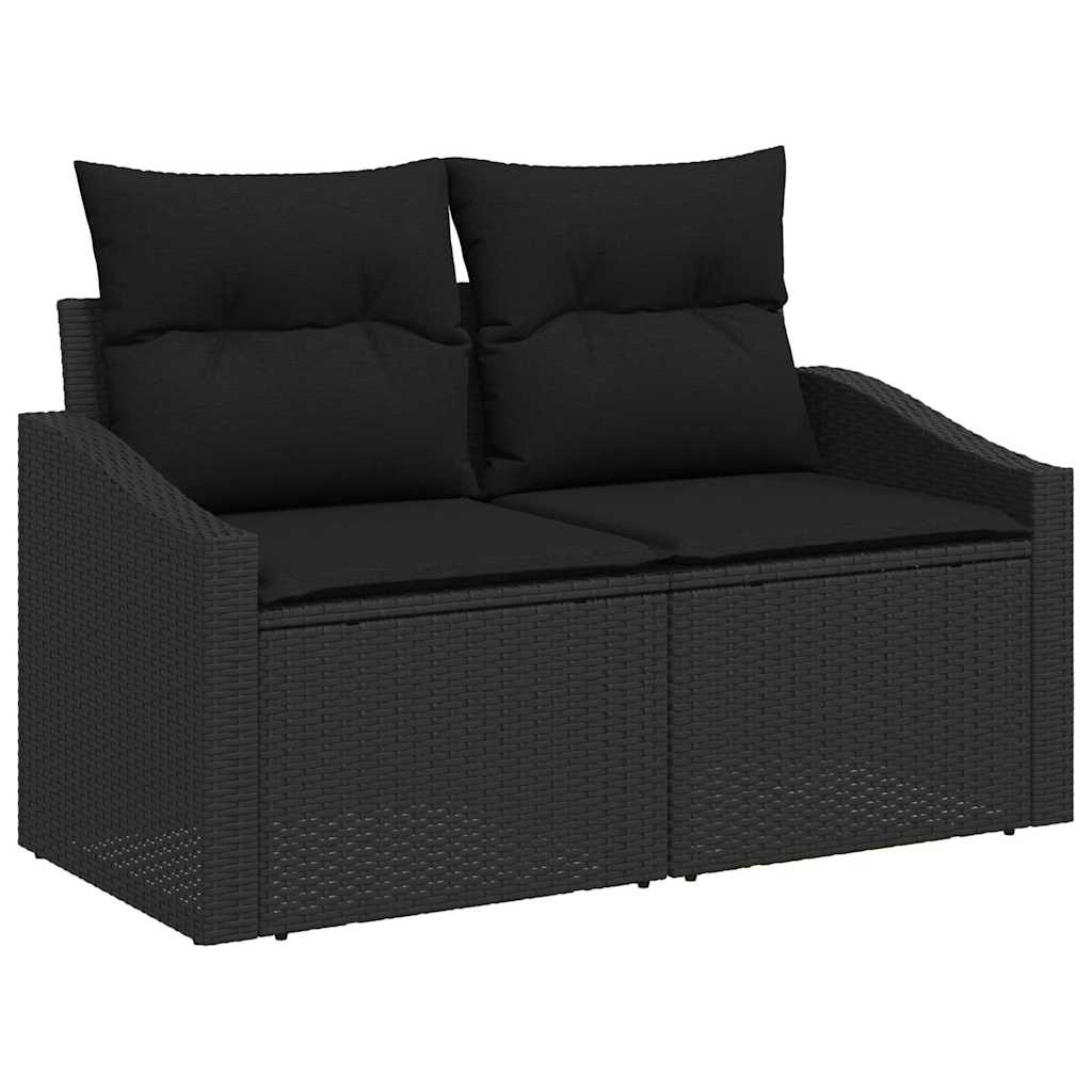 Tuinbankenset met kussen met opslag 5 pcs Zwart poly rattan